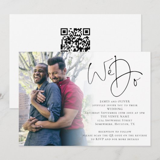 Wir machen Script Foto QR Code Gay Wedding Einladung (Vorne/Hinten)
