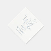 Wir machen Script Liebe Heart Dusty Blue Wedding Serviette (Ecke)