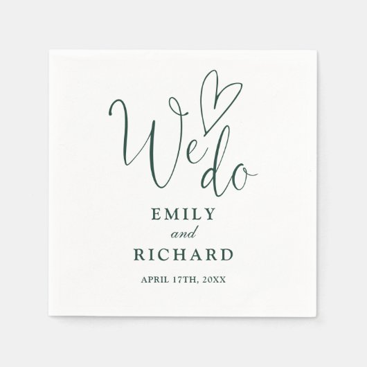 Wir machen Script Liebe Heart Emerald Green Weddin Serviette (Vorderseite)