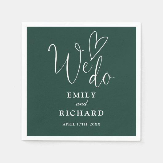 Wir machen Script Liebe Heart Emerald Green Weddin Serviette (Vorderseite)