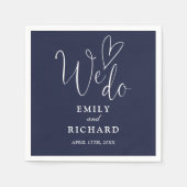 Wir machen Script Liebe Heart Navy Blue Wedding Serviette (Vorderseite)