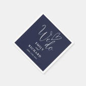 Wir machen Script Liebe Heart Navy Blue Wedding Serviette (Ecke)