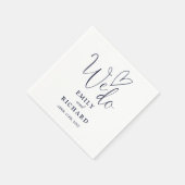 Wir machen Script Liebe Heart Navy Blue Wedding Serviette (Ecke)