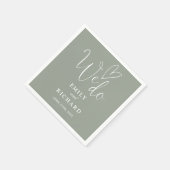 Wir machen Script Liebe Heart Sage Green Wedding Serviette (Ecke)