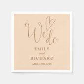 Wir machen Script-Liebe Heart Soft Peach Hochzeit Serviette (Vorderseite)