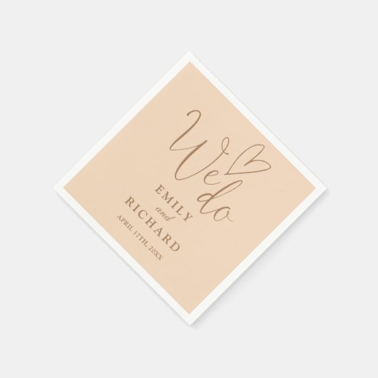 Wir machen Script-Liebe Heart Soft Peach Hochzeit Serviette (Ecke)