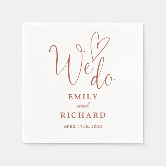 Wir machen Script-Liebe Herz Terracotta Wedding Serviette (Vorderseite)