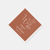 Wir machen Script-Liebe Herz Terracotta Wedding Serviette (Ecke)
