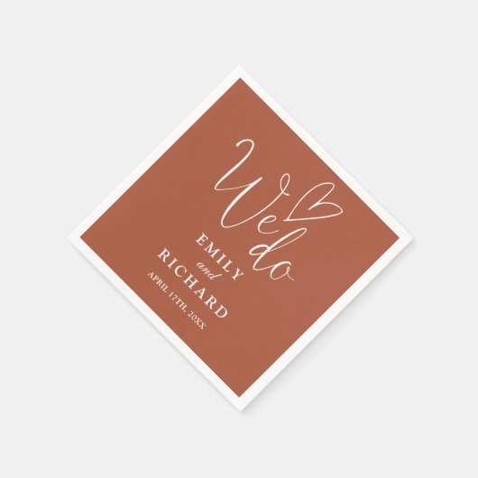 Wir machen Script-Liebe Herz Terracotta Wedding Serviette (Ecke)