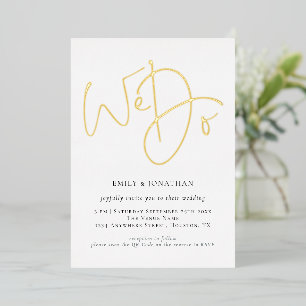 Wir machen Script QR Code Real Gold Foil Hochzeit Folieneinladung