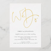 Wir machen Script QR Code Real Gold Foil Hochzeit Folieneinladung (Vorderseite)