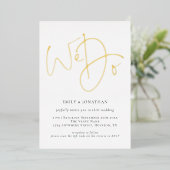 Wir machen Script QR Code Real Gold Foil Hochzeit Folieneinladung (Stehend vorne)