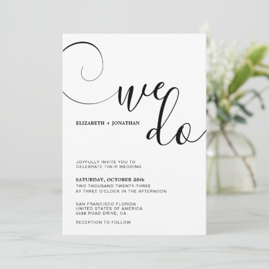 Wir machen Skript Foto Budget Hochzeit QR Code UAw Einladung (Stehend Vorderseite)