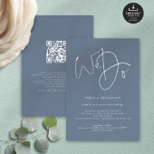 Wir machen Skriptdusty Blue White QR Hochzeit Einladung