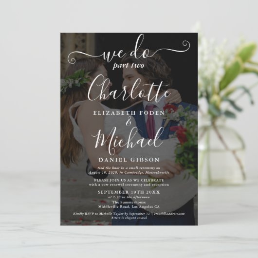 Wir machen Teil zwei Skripte Hochzeit 2 Foto Seque Einladung (Stehend Vorderseite)