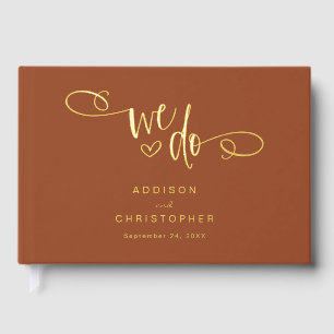Wir machen Terracotta Wedding Gold Foil Gästebuch