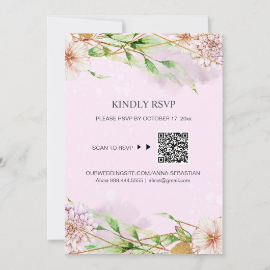 *~* WIR MACHEN UAWG Floral Geometric AR15 QR Hochz Einladung (Rückseite)