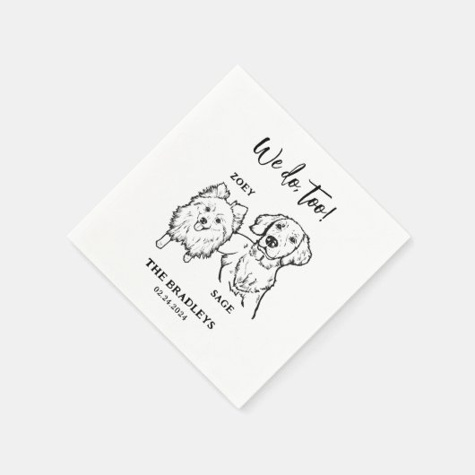 Wir machen zu Spitz Golden Retriever Hunde Hochzei Serviette (Ecke)