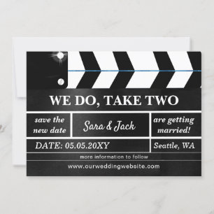 Wir machen zwei Filmklappe Hochzeit verschoben Save The Date