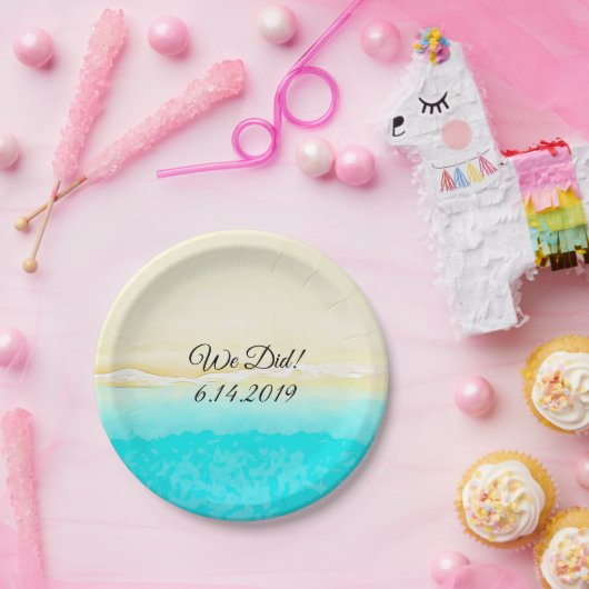 Wir machten Ocean Shore Aquamarinen Wasser hübsche Pappteller (Party)