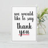 Wir möchten Ihnen danken   Dankeskarte (Stehend Vorderseite)