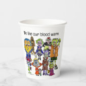 Wir mögen unsere blutwärmen Vampire Papier-Cups Pappbecher (Vorderseite)