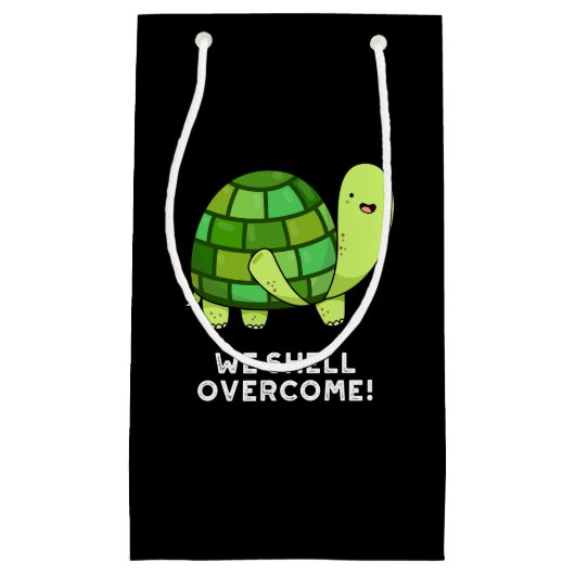 Wir Muschel überwinden Funny Tortoise Pun Dark BG Kleine Geschenktüte (Vorderseite)