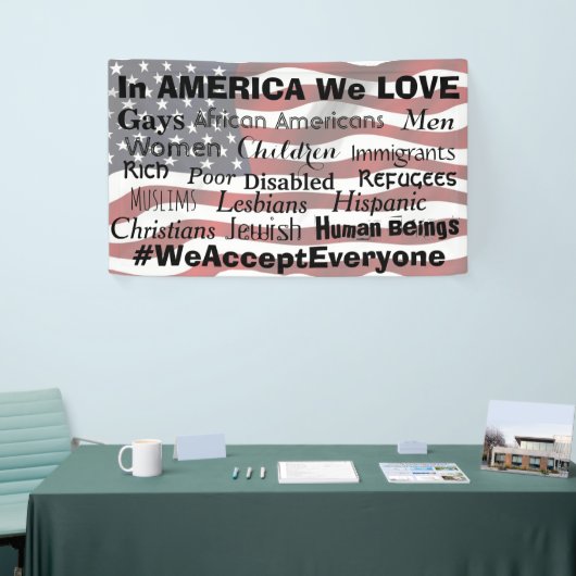 Wir nehmen jeder, Antihass-Protest-Zeichen an Banner (Messeveranstaltung)