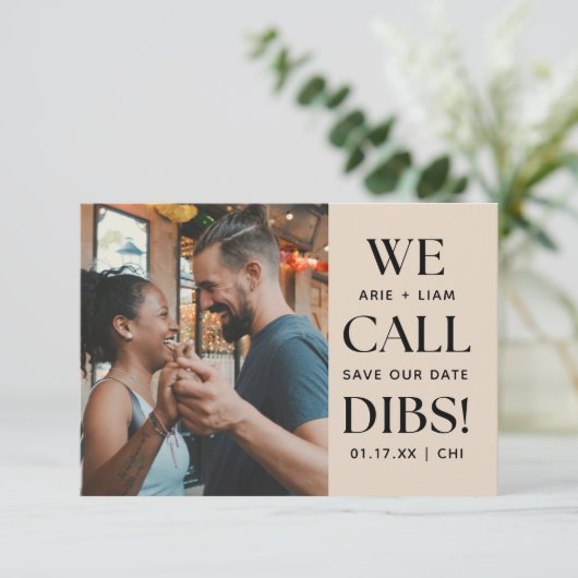 Wir nennen Dibs Funny Wedding Save The Date (Stehend Vorderseite)