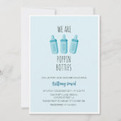 Wir packen Flaschen Blue Boy Baby Dusche Einladung (Vorderseite)