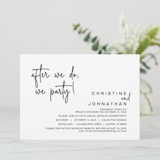 Wir Party, Hochzeitsessen, Schwarz Einladung (Stehend Vorderseite)