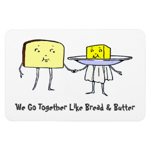Wir passen zusammen Brot und Butter Vintage-Kunst Magnet