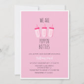 Wir poppen Flaschen Pink Girl Babydusche Einladung (Vorderseite)