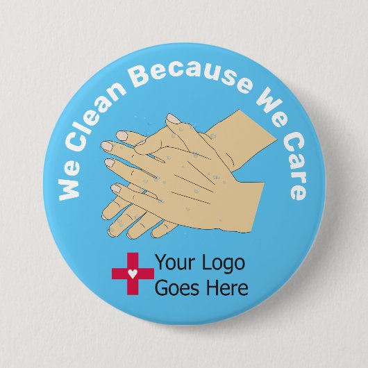 Wir reinigen, weil wir uns kümmern button (Vorderseite)