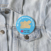 Wir reinigen, weil wir uns kümmern button (Beispiel)
