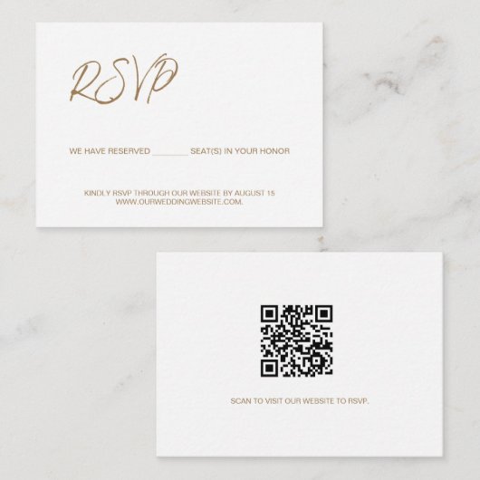 Wir reservieren Sitzplätze Custom QR CODE Gold Begleitkarte (Vorne/Hinten)