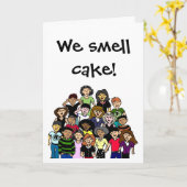 "Wir riechen Kuchen!" Geburtstagskarte Karte (Gelbe Blume)