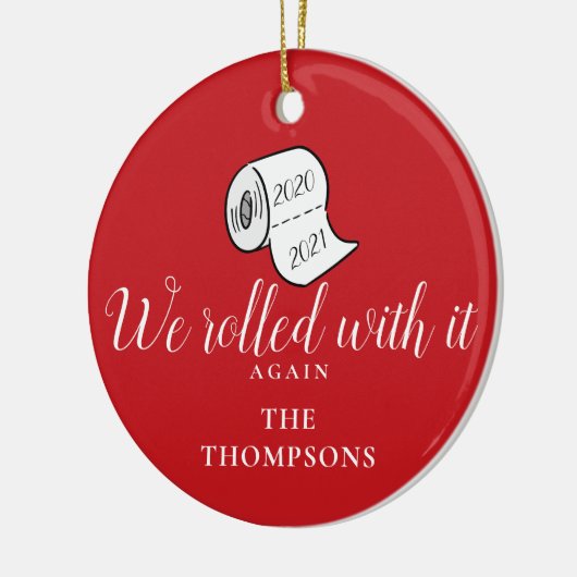 Wir rollten mit ihm wieder einen sonnigen Weihnach Keramik Ornament (Links)