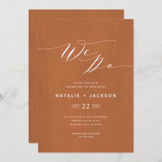 Wir Rost-Skript Text elegante Hochzeit einladen Ankündigung (Vorne/Hinten)