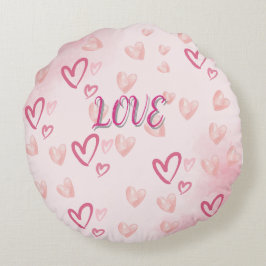 WIR SAGEN BESCHEID! LIEBE Pink Hearts Rundes Kissen