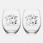 Wir sagten, ich Moo Cow dachte Hochzeit Weinglas Ohne Stiel (Vorderseite)