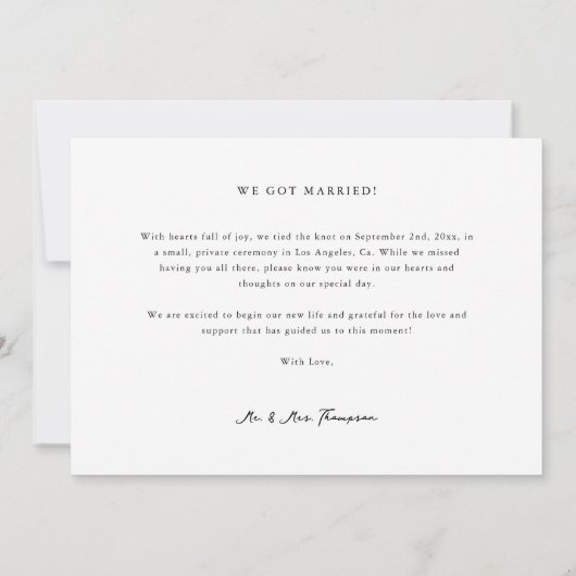 Wir sagten ja Boho Budget Wedding Foto Virtual Ankündigung (Rückseite)