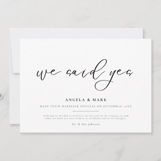 Wir sagten Ja Ehe Verlobung Announccard Einladung (Vorderseite)