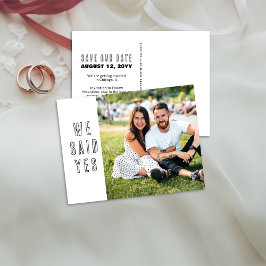Wir sagten ja Foto Hochzeit Speichern Sie das Datu Ankündigungspostkarte