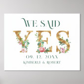 Wir sagten Ja Gold Letter Pink-Blume Foliendrucke (Vorderseite)