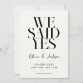 Wir sagten ja Minimal Chic Moderne Hochzeit Save The Date (Vorderseite)