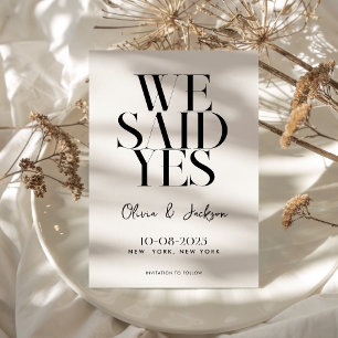 Wir sagten ja Minimal Chic Moderne Hochzeit Save The Date