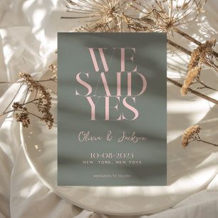 Wir sagten ja Minimal Chic Moderne Hochzeit Save The Date