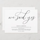 Wir sagten ja Minimalistische Hochzeitsankündigung Einladung (Vorne/Hinten)