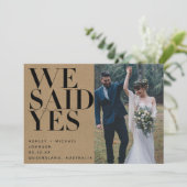 WIR SAGTEN JA Rustic Chic 2 Foto Empfang nur Einladung (Stehend Vorderseite)